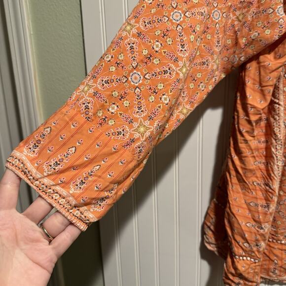 J Jill Orange Floral Tunic Top Boho Plus Size 4X - Picture 3 of 6